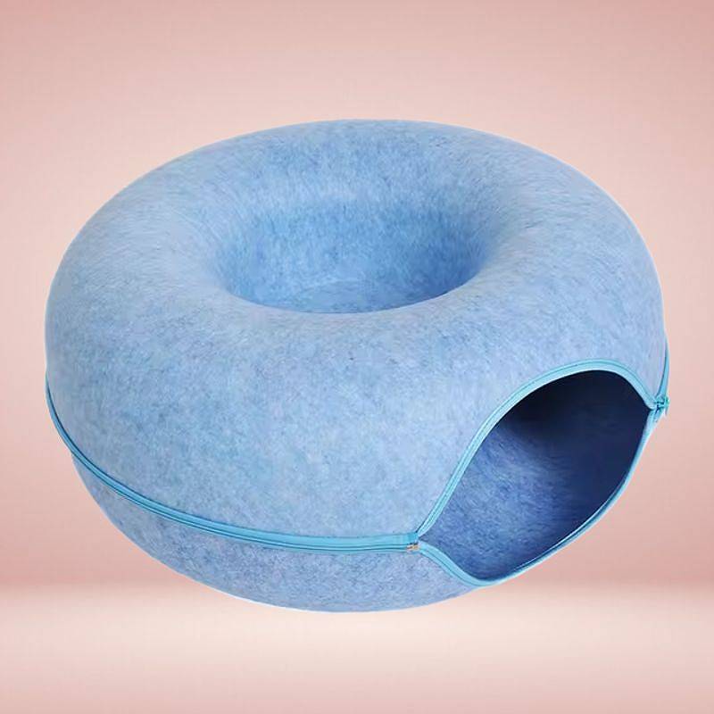 Royallure Interactive Donut Cat Cave Bed with Tunnel – Cozy Cat Bed for Play and Relaxation 1