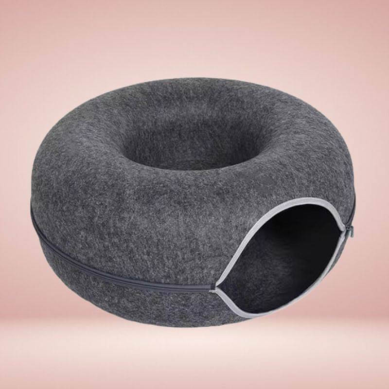 Royallure Interactive Donut Cat Cave Bed with Tunnel – Cozy Cat Bed for Play and Relaxation 3