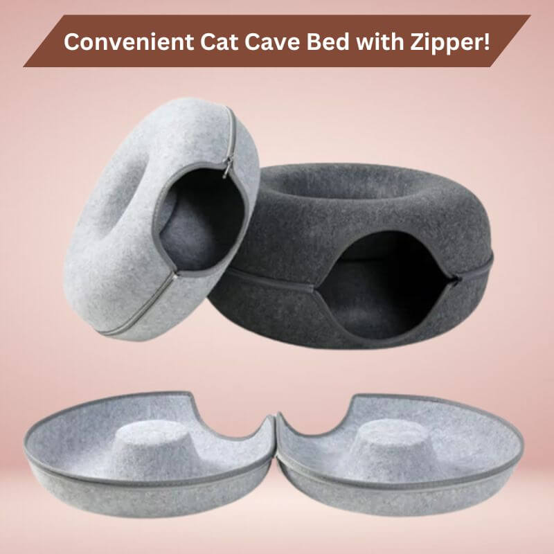 Royallure Interactive Donut Cat Cave Bed with Tunnel – Cozy Cat Bed for Play and Relaxation 5