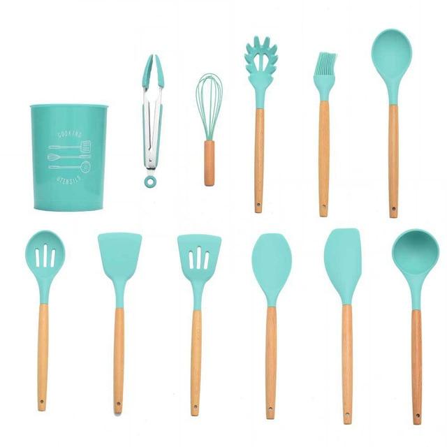 Royallure Kitchen Utensil Set - Heat Resistant Silicone Cooking Tools with Wooden Handles 30