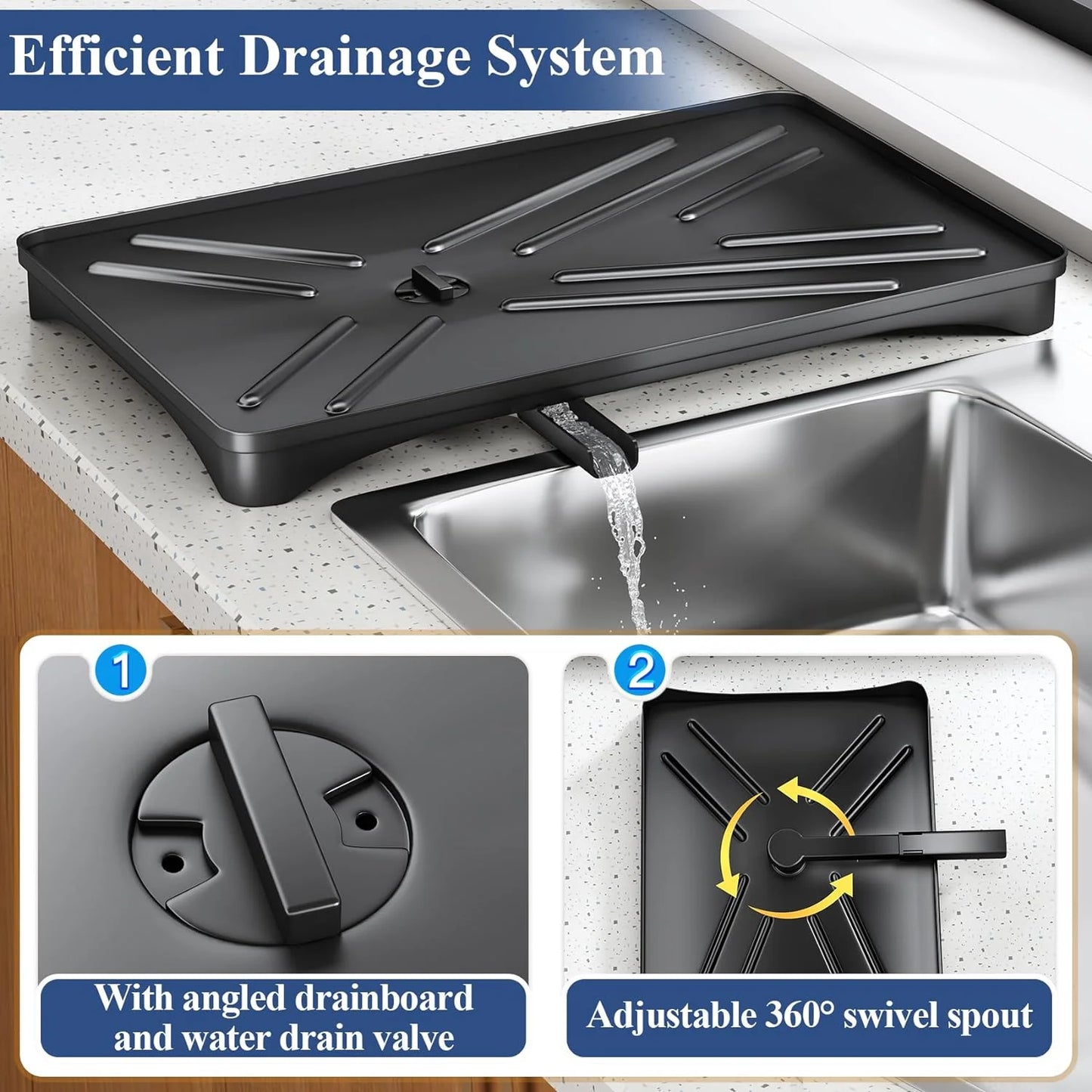 Royallure Large Dish Drying Rack with Drainboard and Utensil Holder – Rustproof Kitchen Dish Drainer 3