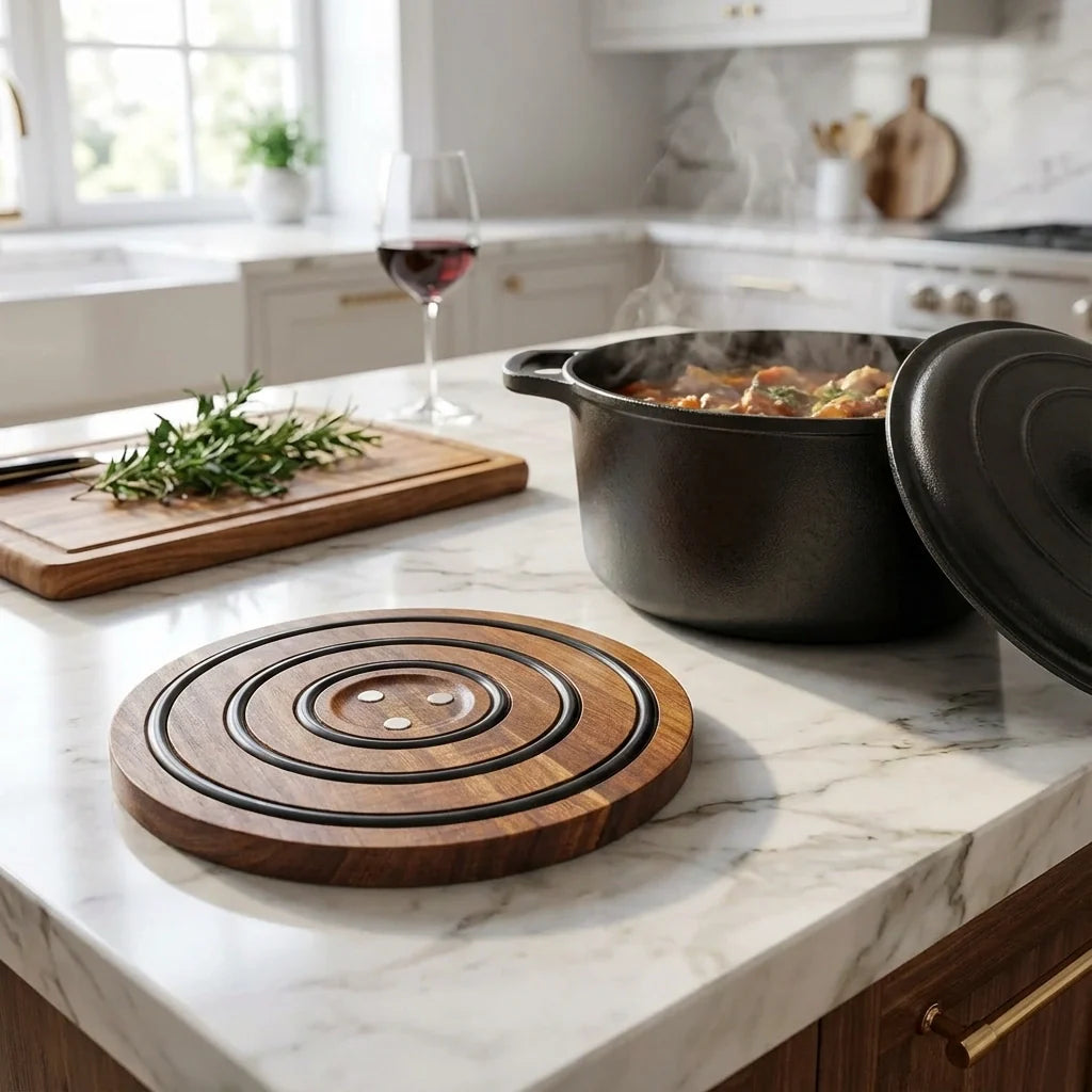 Royallure Magnetic Wooden Trivet Set - Heat-Resistant Acacia Wood with Non-Slip Grip 5