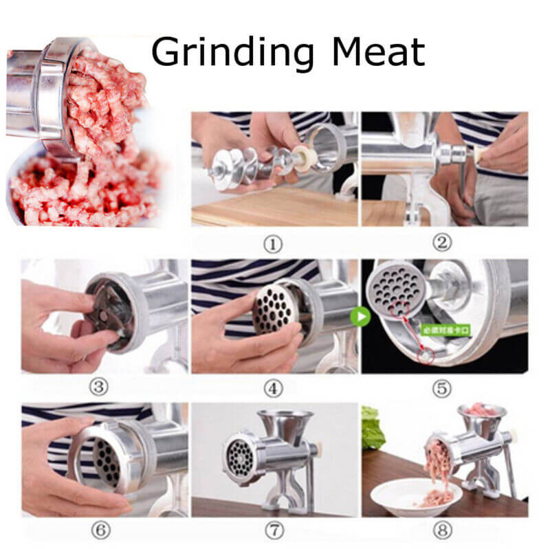 Royallure Manual Meat Grinder for Home and Commercial Use – Durable Aluminum Alloy Mincer with Sausage Stuffer and Selectable Cutting Options 3