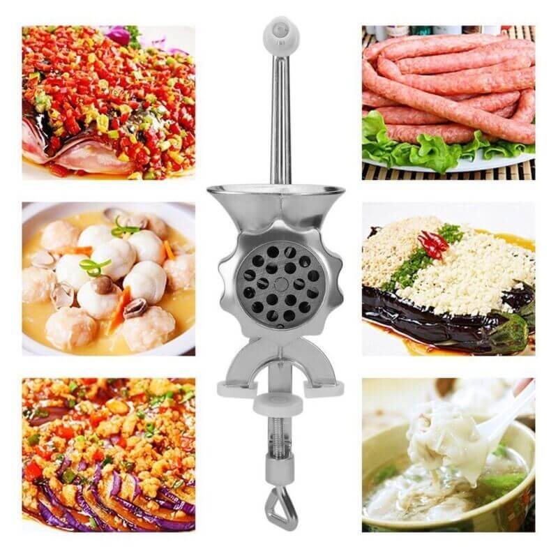 Royallure Manual Meat Grinder for Home and Commercial Use – Durable Aluminum Alloy Mincer with Sausage Stuffer and Selectable Cutting Options 5