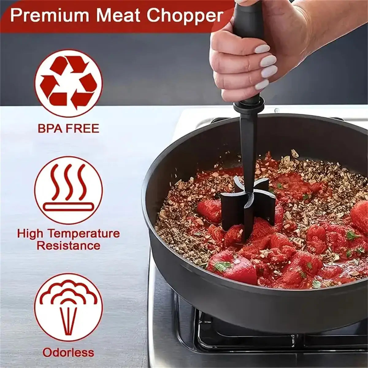 Royallure Meat Chopper - Heat Resistant 5-Blade Kitchen Tool for Easy Meat Shredding 4