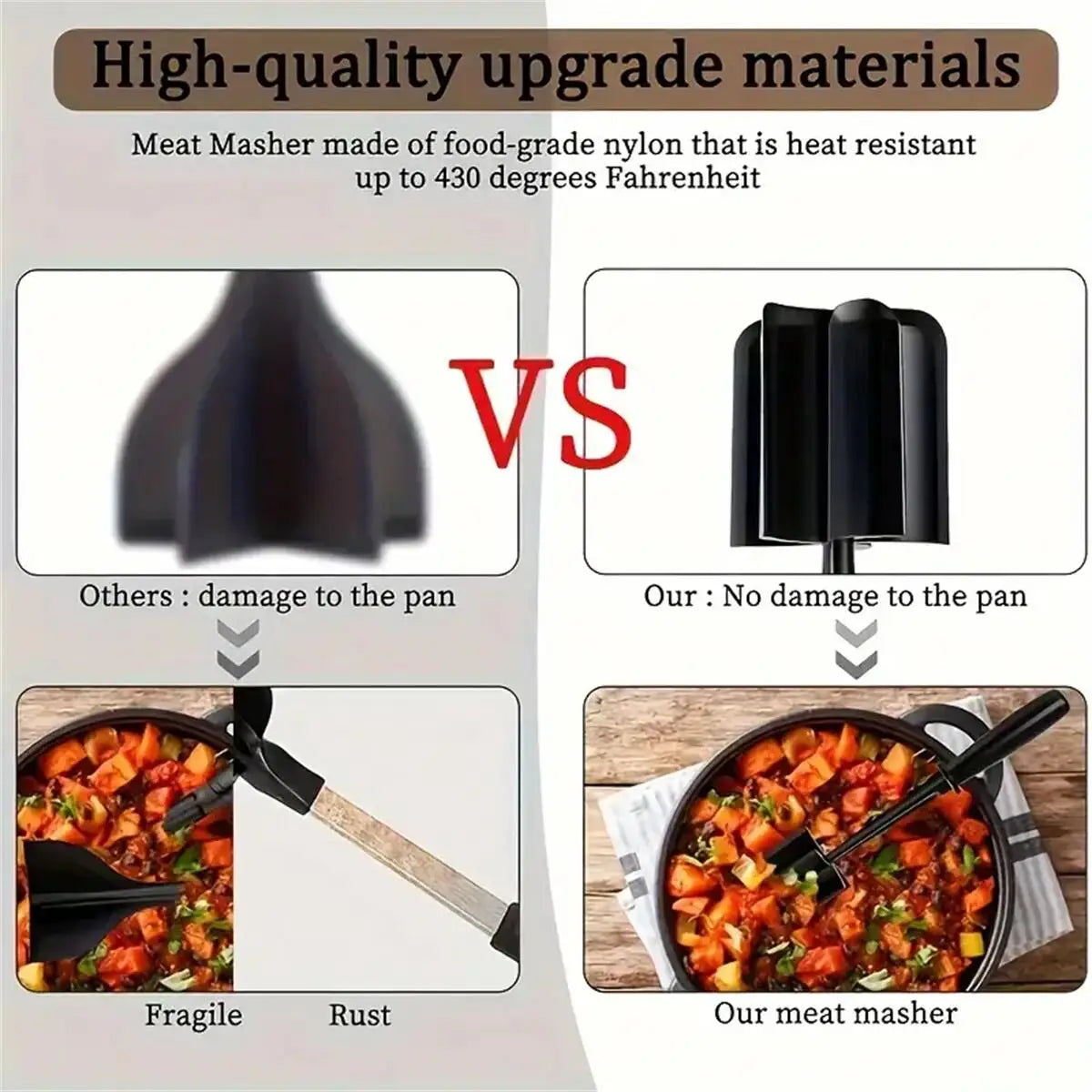 Royallure Meat Chopper - Heat Resistant 5-Blade Kitchen Tool for Easy Meat Shredding 6