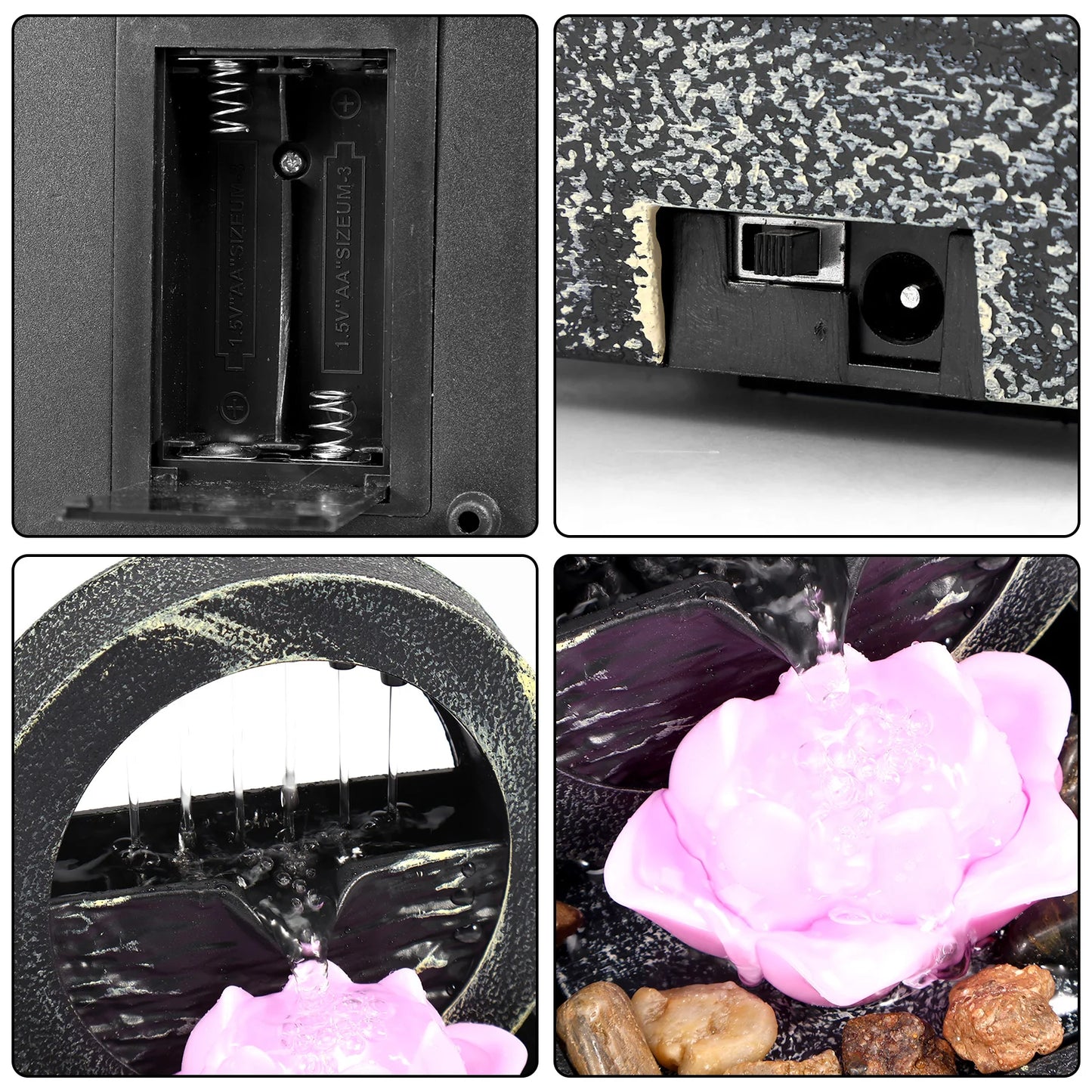Royallure Mini Indoor Tabletop Fountain with Light – Zen Desktop Water Fountain for Relaxation and Home Decor 4
