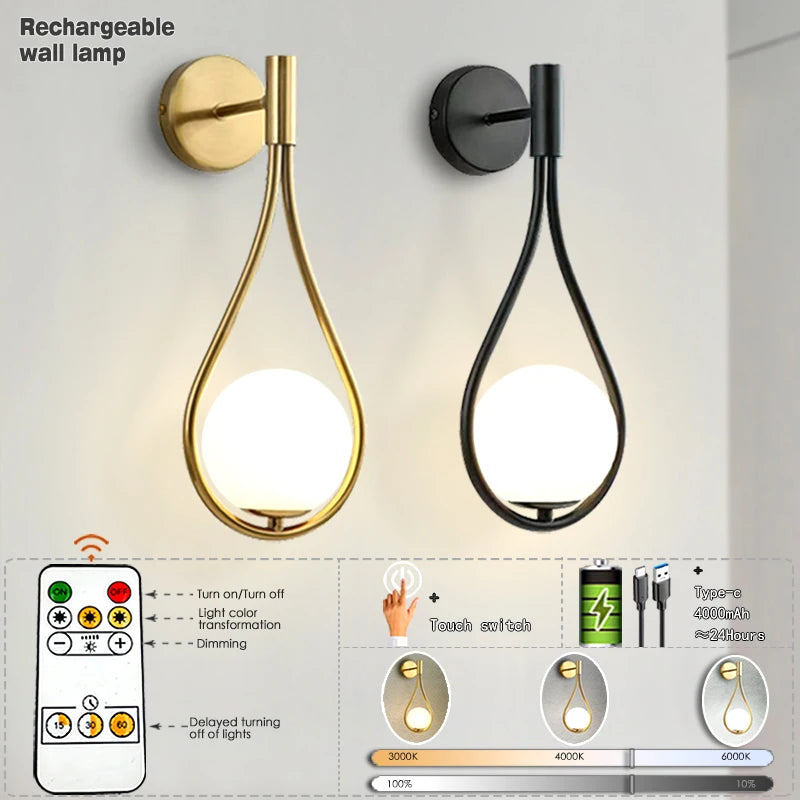 Royallure Modern LED Wall Sconce Light with USB Charging & Remote Control – Adjustable Dimming for Bedroom & Home Decor 0