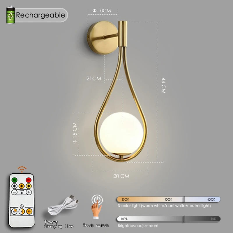 Royallure Modern LED Wall Sconce Light with USB Charging & Remote Control – Adjustable Dimming for Bedroom & Home Decor 7