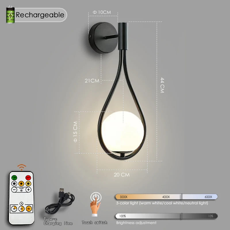 Royallure Modern LED Wall Sconce Light with USB Charging & Remote Control – Adjustable Dimming for Bedroom & Home Decor 8