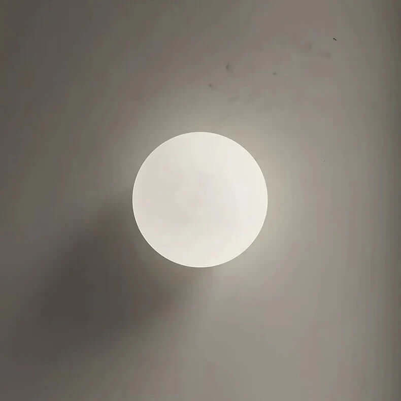 Royallure Modern White Milk Glass Circular Wall Light – Elegant Wall Sconce for Ambient Lighting in Contemporary Spaces 3