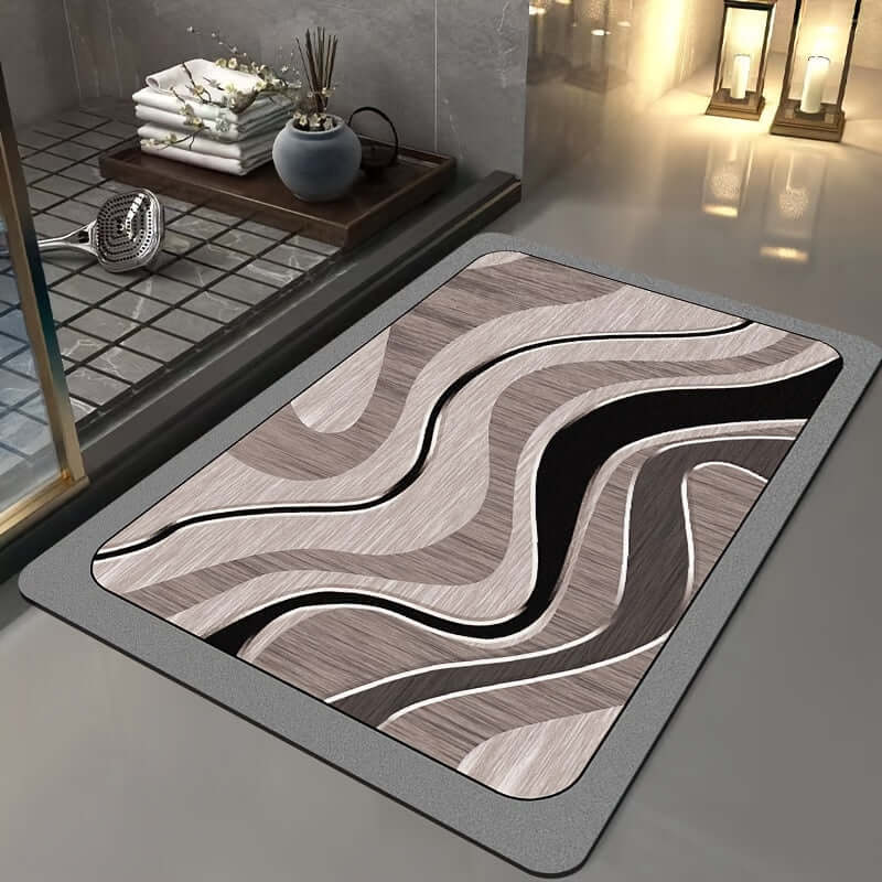Royallure Non-Slip Bath Mat – Quick-Dry Diatomite Bathroom Rug with Geometric Design, Ultra-Absorbent, Available in Multiple Sizes 1