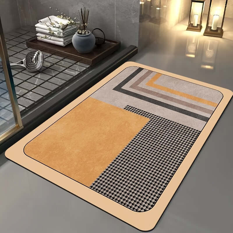 Royallure Non-Slip Bath Mat – Quick-Dry Diatomite Bathroom Rug with Geometric Design, Ultra-Absorbent, Available in Multiple Sizes 5