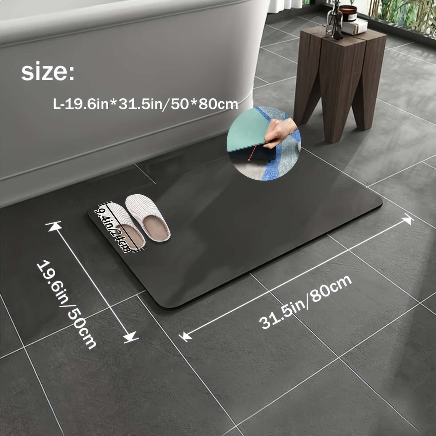 Royallure Non-Slip Bath Mat – Quick-Dry Diatomite Bathroom Rug with Geometric Design, Ultra-Absorbent, Available in Multiple Sizes 6