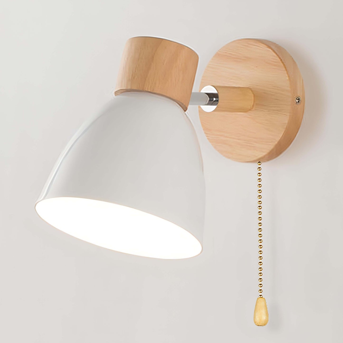 Royallure Nordic Wood Wall Light with Pull Switch – Modern Minimalist Wall Sconces for Bedroom and Living Room 0