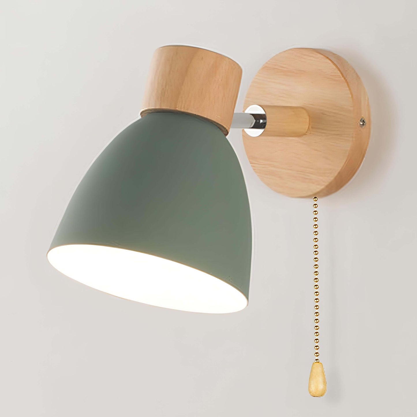 Royallure Nordic Wood Wall Light with Pull Switch – Modern Minimalist Wall Sconces for Bedroom and Living Room 3
