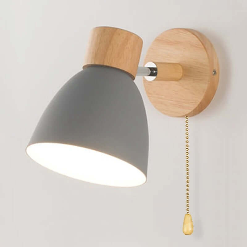 Royallure Nordic Wood Wall Light with Pull Switch – Modern Minimalist Wall Sconces for Bedroom and Living Room 4
