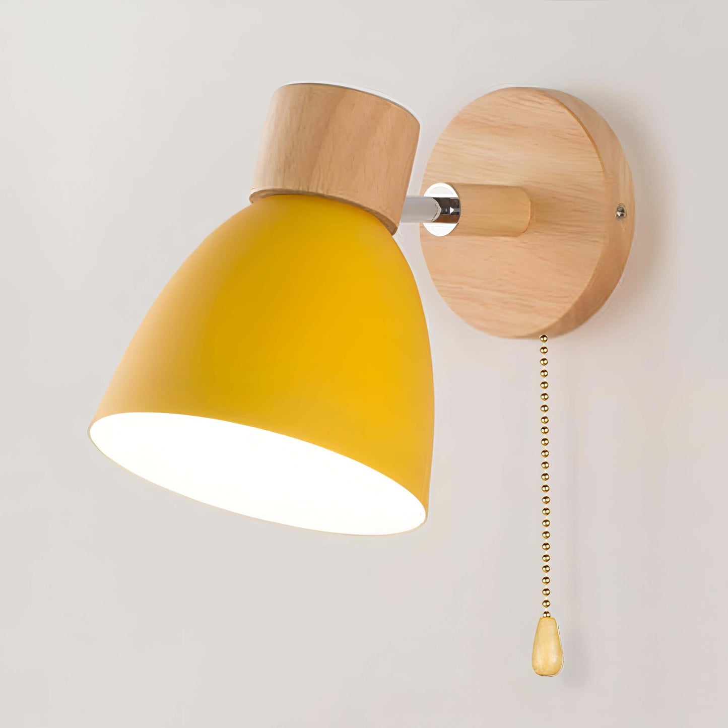 Royallure Nordic Wood Wall Light with Pull Switch – Modern Minimalist Wall Sconces for Bedroom and Living Room 5