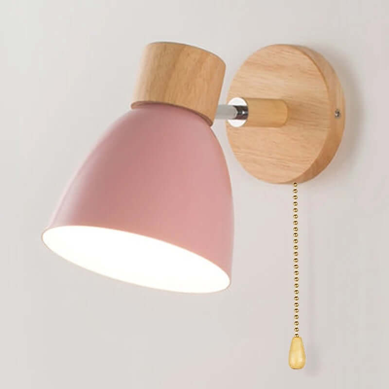 Royallure Nordic Wood Wall Light with Pull Switch – Modern Minimalist Wall Sconces for Bedroom and Living Room 6