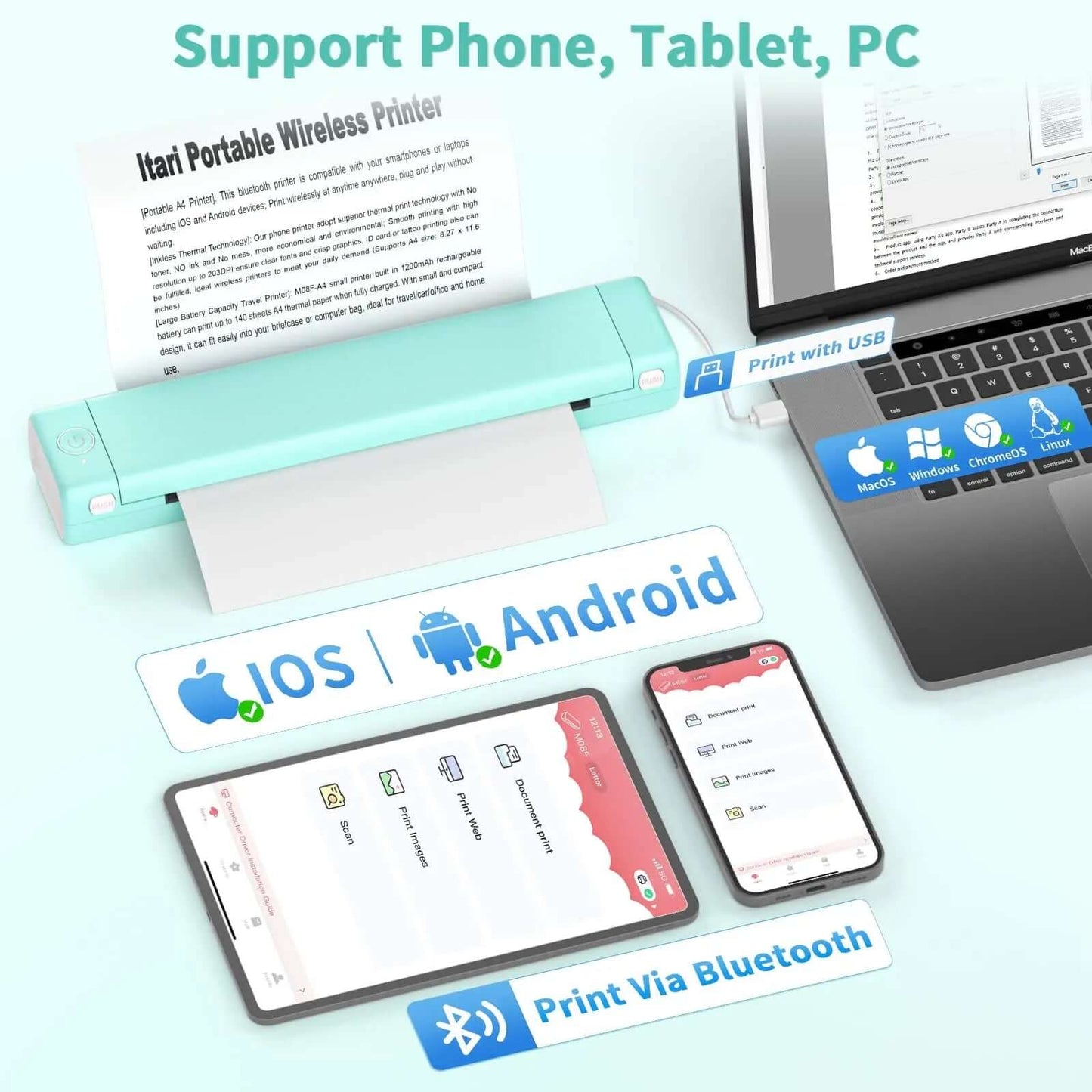 Royallure Portable Photo Printer with Bluetooth Connectivity – Compact Ink-Free Handheld Printer for Travel and On-the-Go Printing 4
