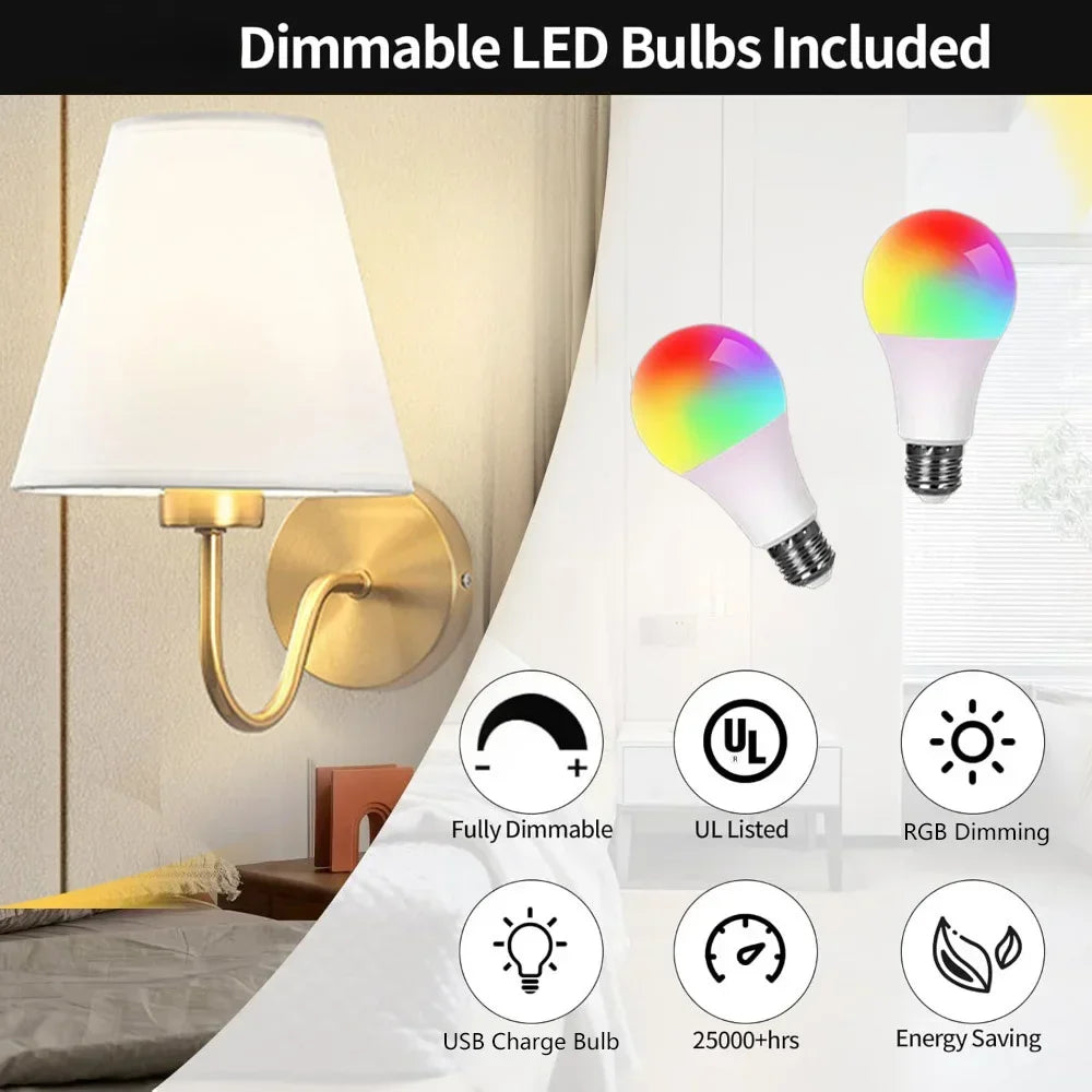 Royallure Retro Rechargeable Wall Sconce with RGB LED Bulb – Stylish Wall Light for Living Room, Bedroom, and Hallway 4