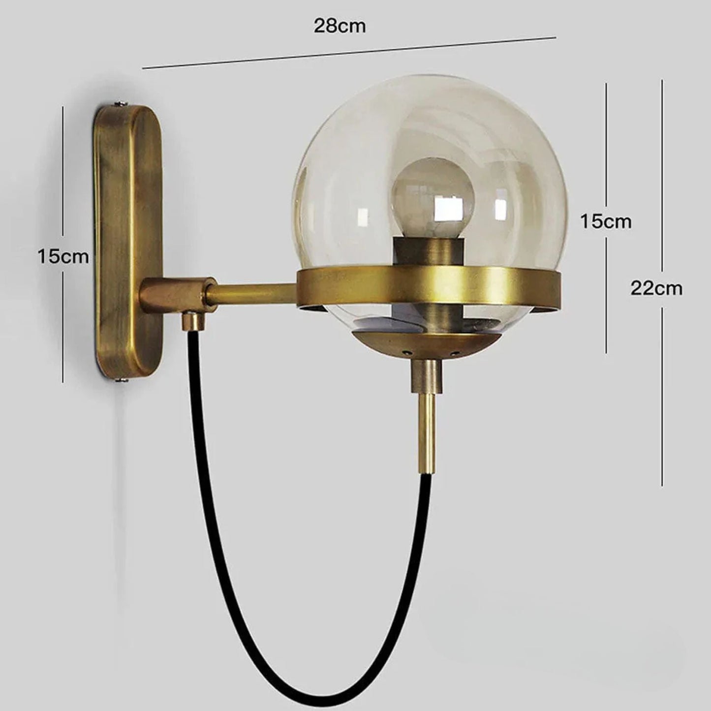Royallure Retro Spherical Wall Sconce Lighting with Elegant Glass and Iron Design 8