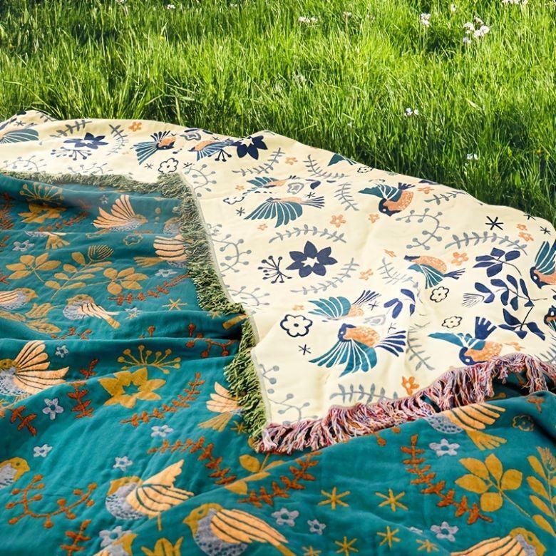 Royallure Reversible Cotton Throw Blanket for Sofa, Couch, and Bed Decor