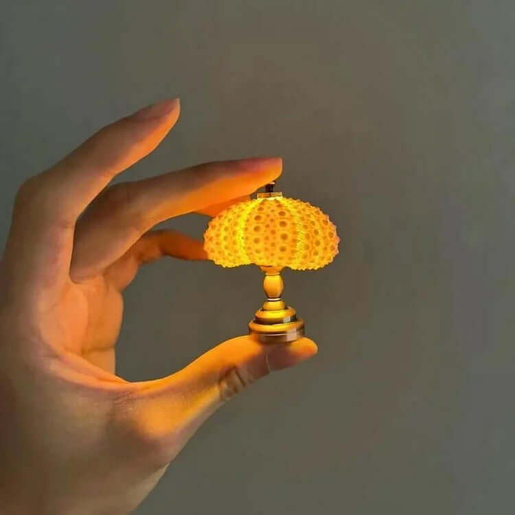 Royallure Table Lamp with Natural Sea Urchin Shells – Elegant Gold Base Nightstand Lamp for Bedroom Ambiance 0