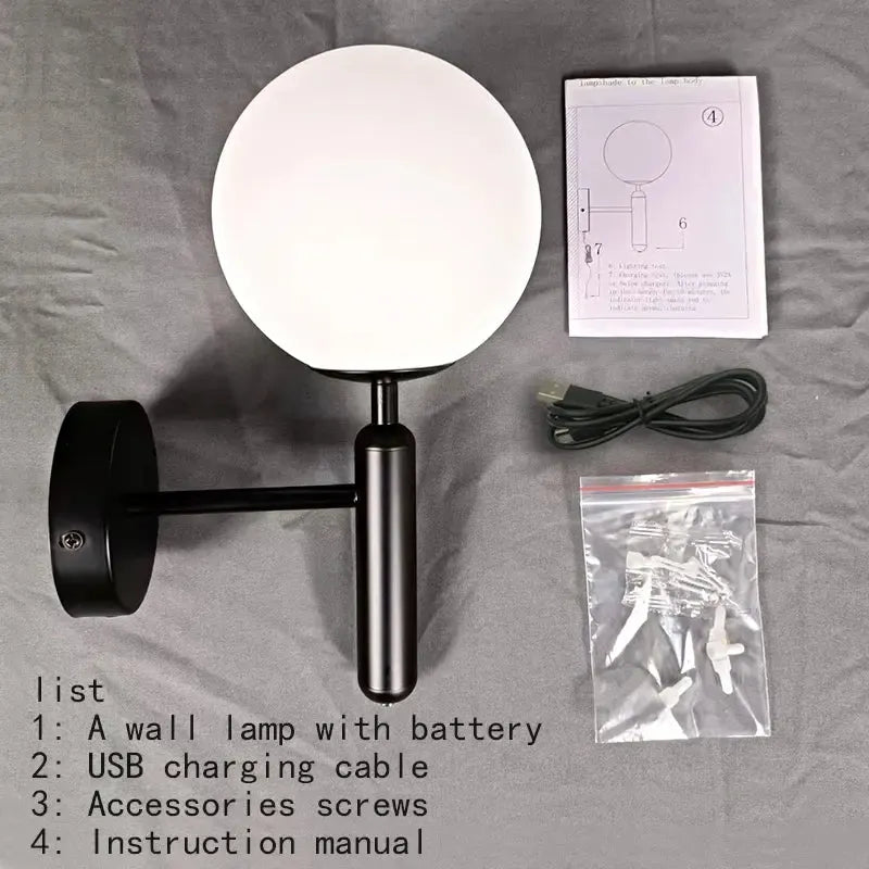Lumora Modern Wireless Dimmable LED Wall Lamp with Touch Control