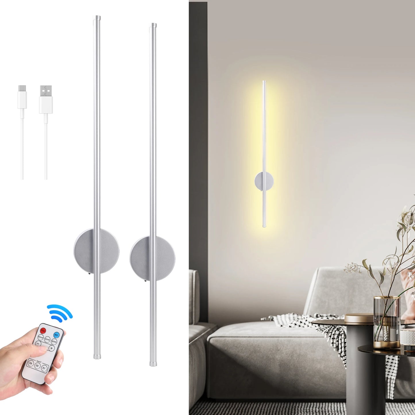 Royallure USB Rechargeable LED Wall Sconce with Magnetic Base and Remote Control – Adjustable Color Temperature for Modern Lighting 0