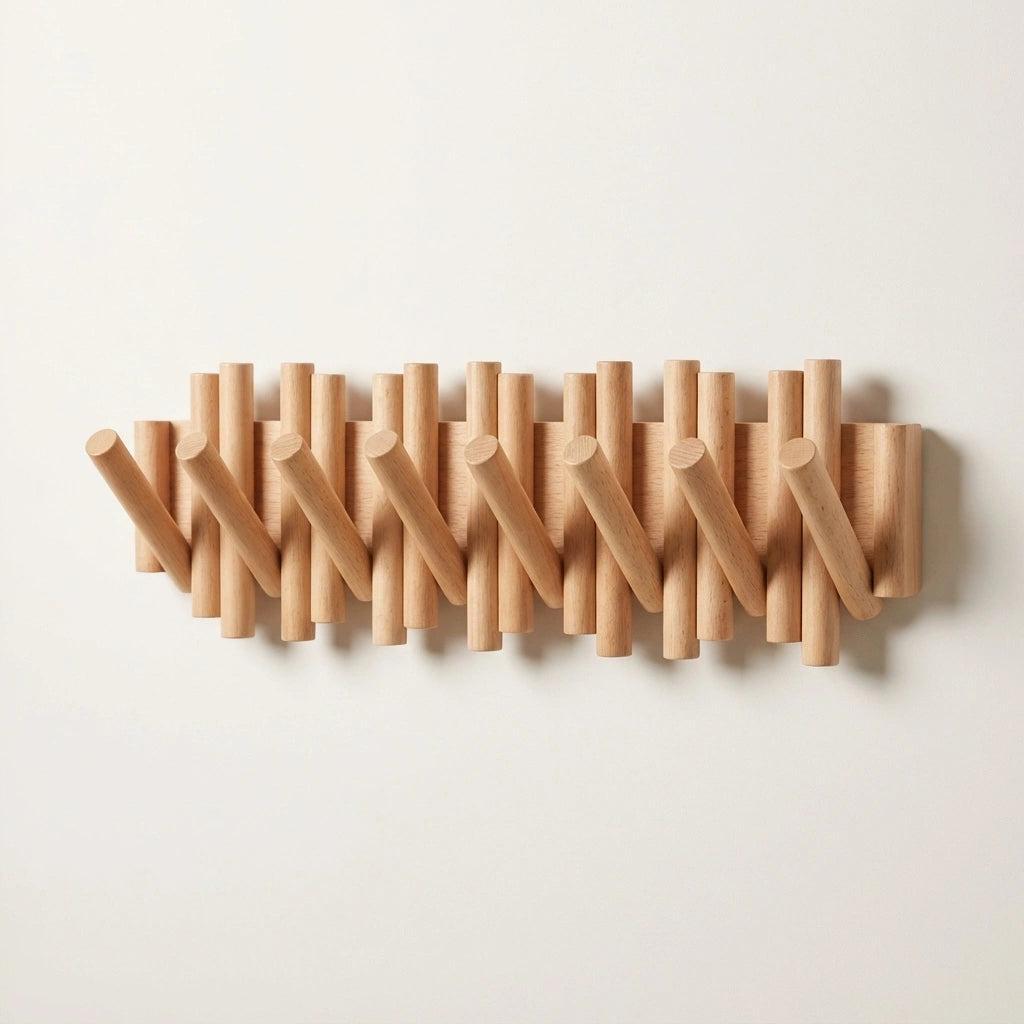 Royallure Wooden Coat Hooks for Wall - Stylish Flip Down Key Hooks for Organization