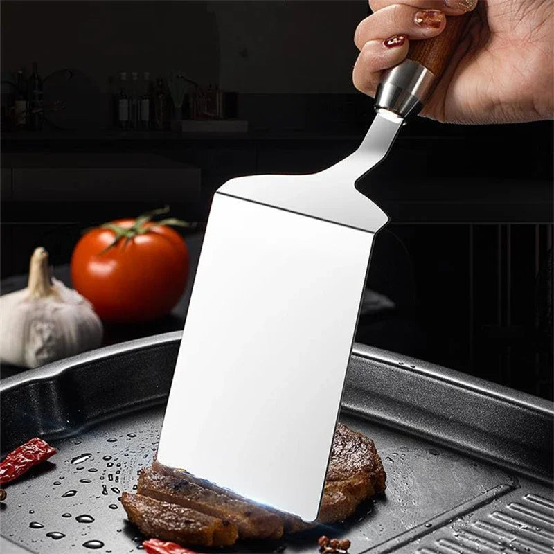 Royallure Wooden Cooking Spatula – Durable Stainless Steel Egg Spatula for Flipping Pancakes, Steaks, and More 2