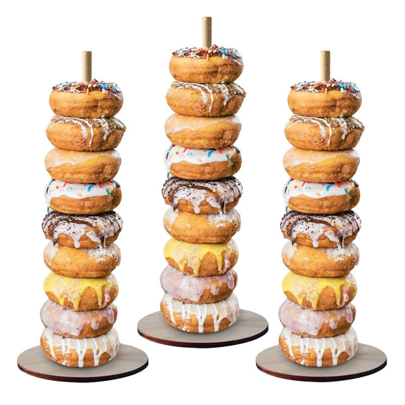 Royallure Wooden Donut Stand and Holder for Displaying Donuts and Desserts 3