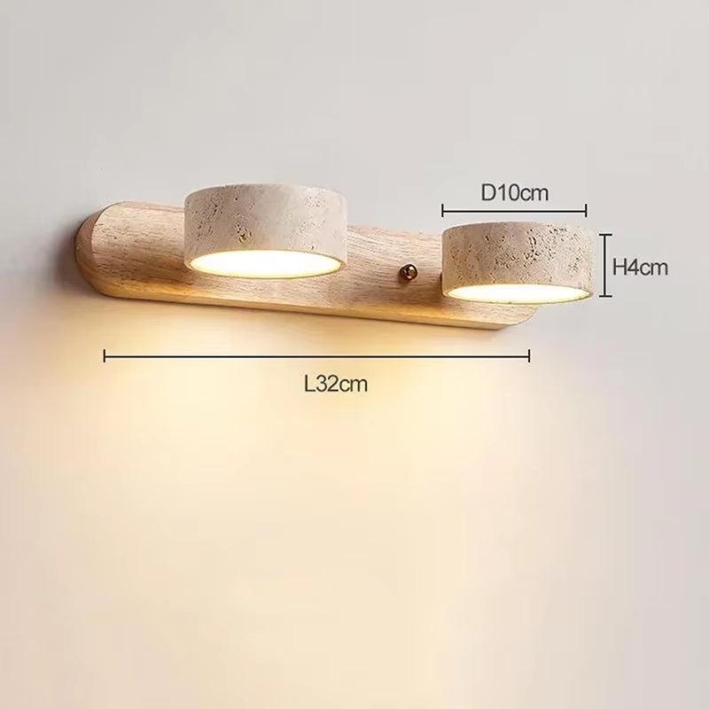 Luxora Travertine & Wood Wall Sconces - Elegant Travertine Duo Rotatable Wall Light