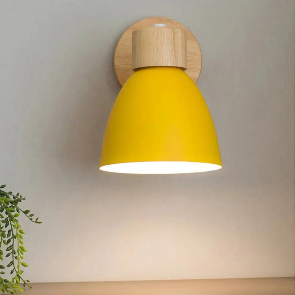 Royallure Nordic Wood Wall Light with Pull Switch – Modern Minimalist Wall Sconces for Bedroom and Living Room