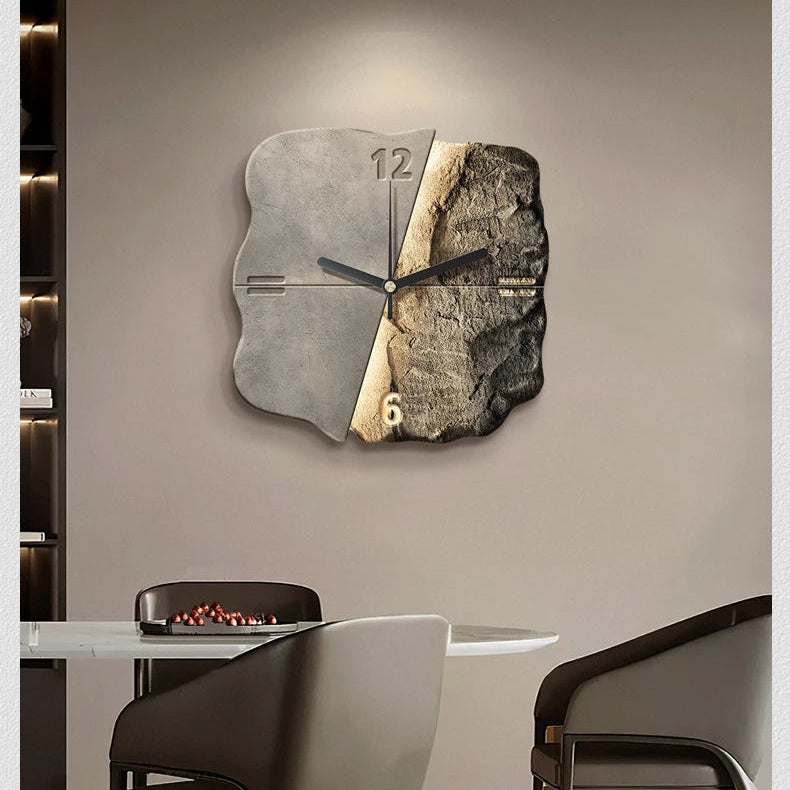 LuxRoyale Living Room Modern Sandstone 3D Wall Clock With Quartz Silent Movement