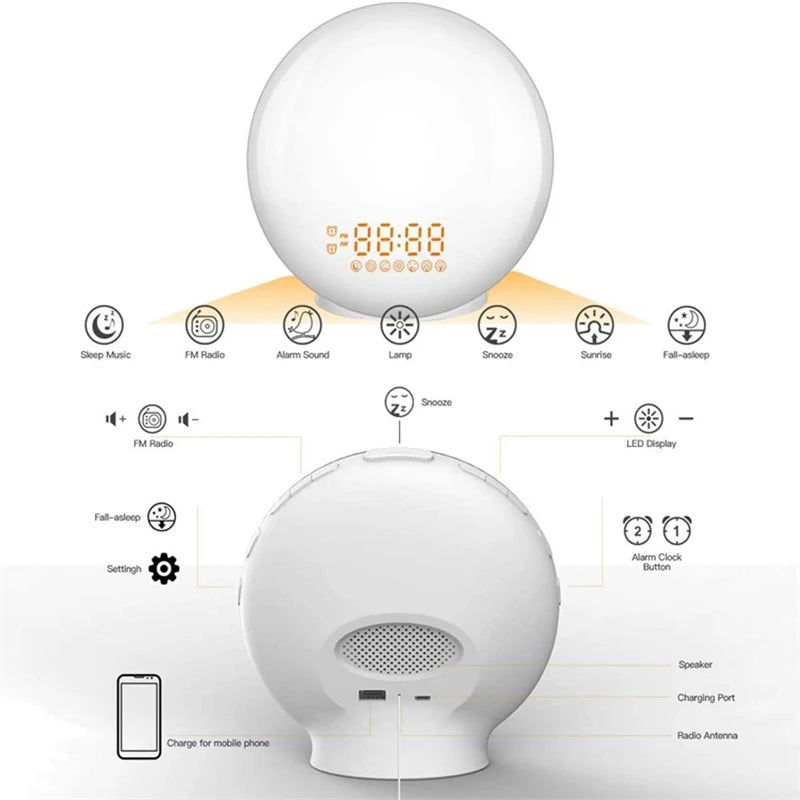 Wake Up Light Alarm Clock with Sunrise Simulation & Natural Sounds - Alarm Clock
