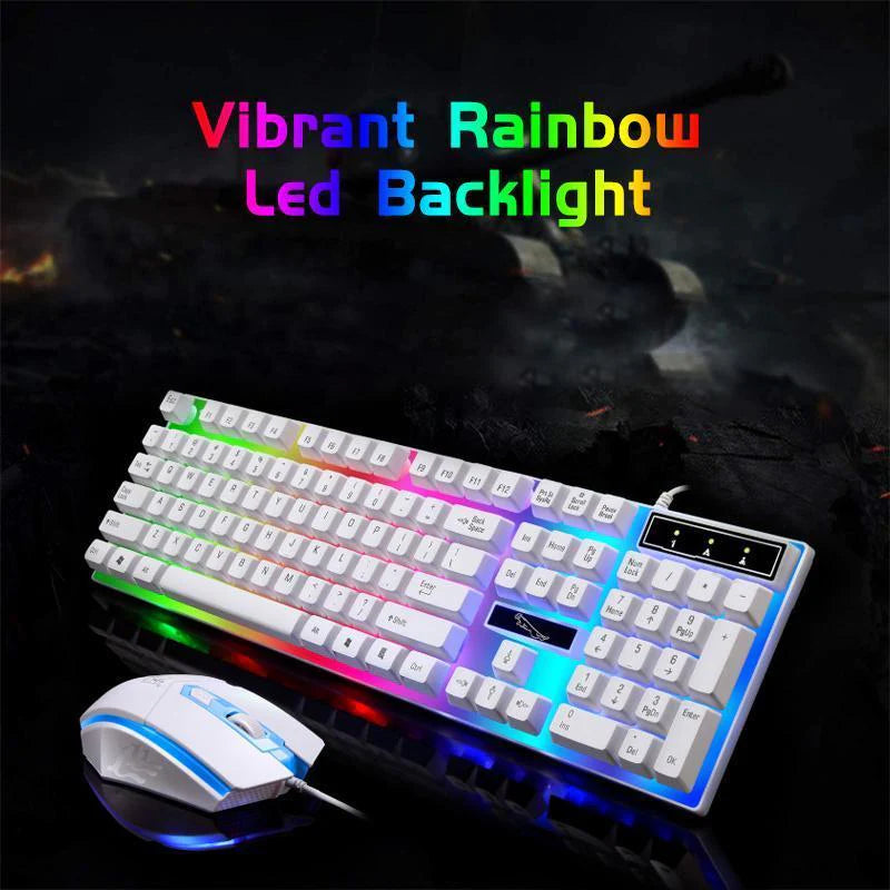 RoyaleGlow LED Light Keyboard Set with Mouse for Gaming