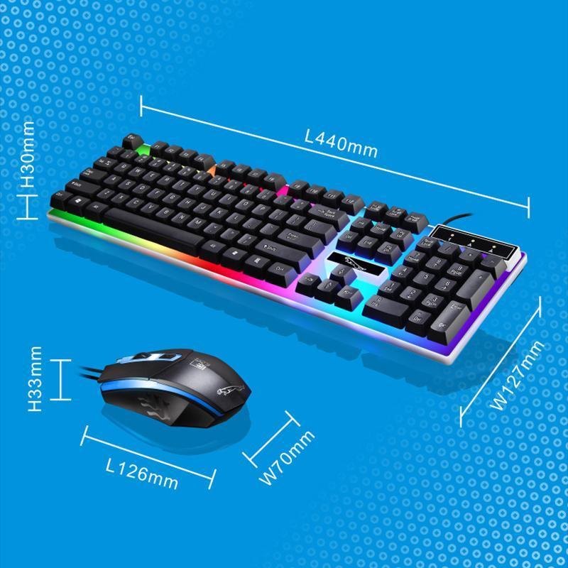 RoyaleGlow LED Light Keyboard Set with Mouse for Gaming