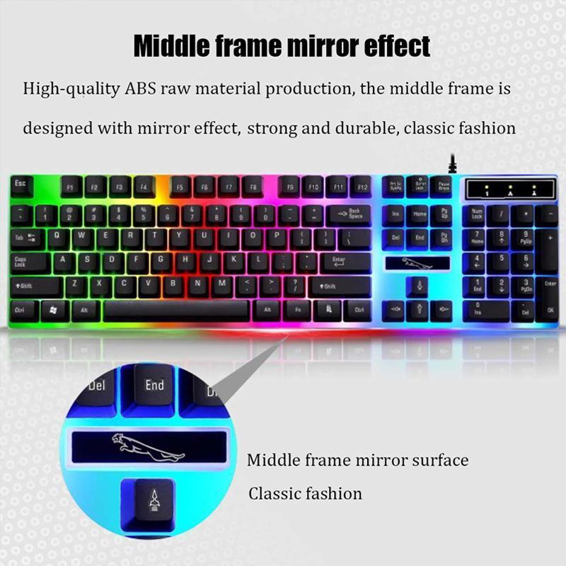 RoyaleGlow LED Light Keyboard Set with Mouse for Gaming