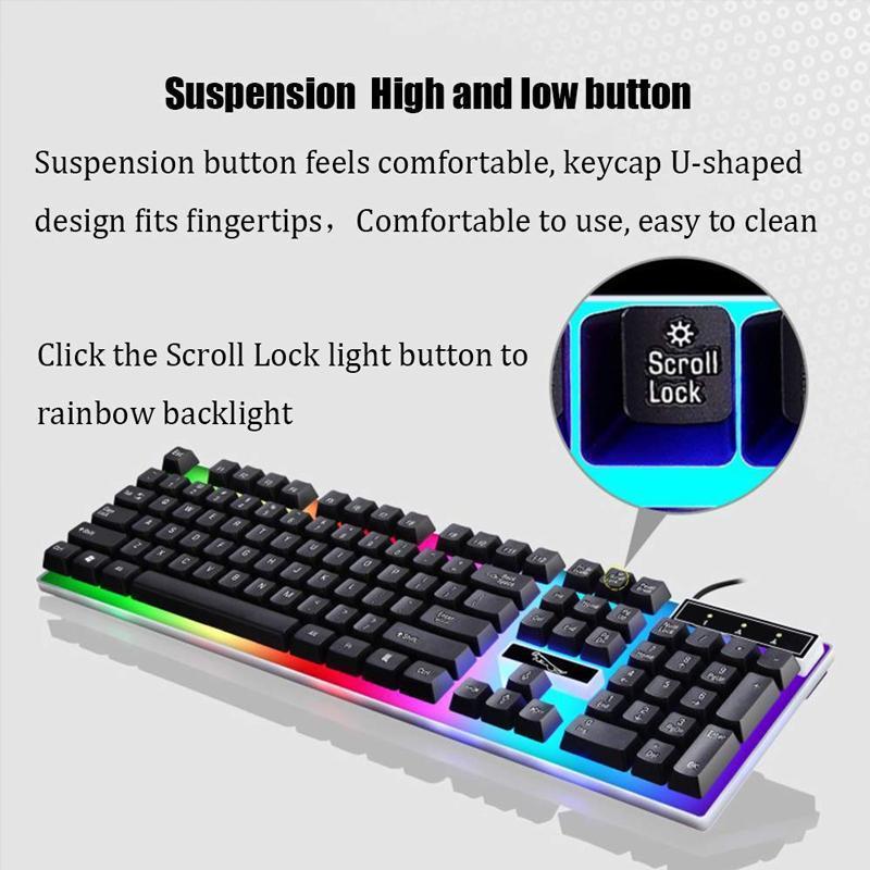 RoyaleGlow LED Light Keyboard Set with Mouse for Gaming