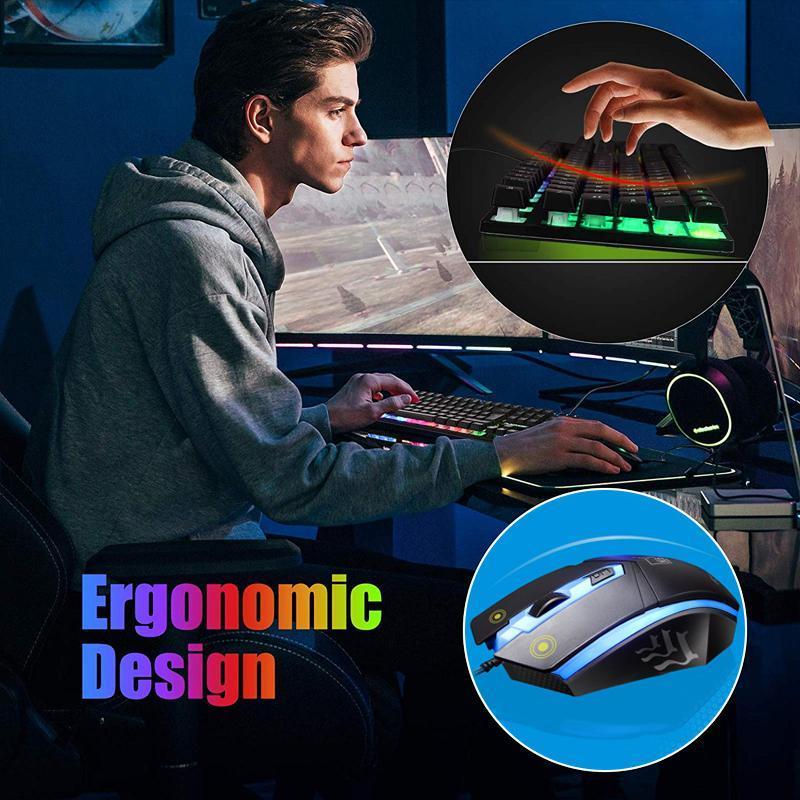 RoyaleGlow LED Light Keyboard Set with Mouse for Gaming
