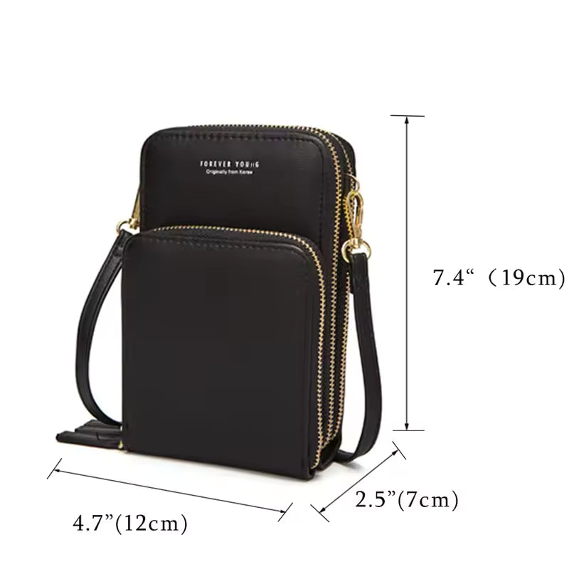Royallure Triple Secure Leather Phone Crossbody Bag with Stylish Closure System