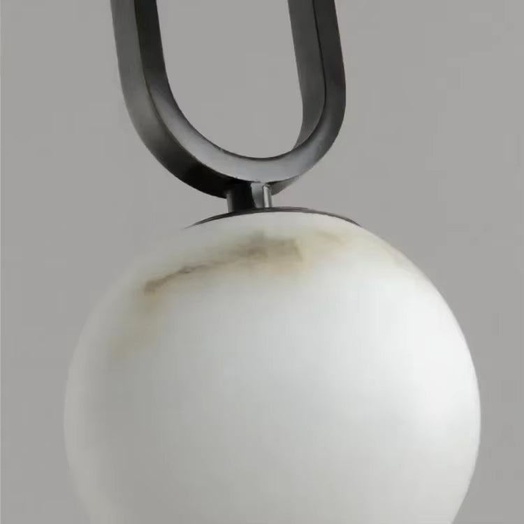 LuxRoyale Alabaster Globe Pendant Light - Modern Black Hanging Lamp