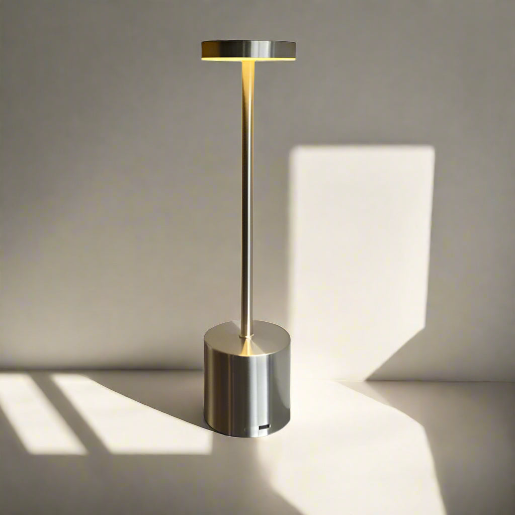 Classic Cordless Lamp - Touch Sensor LED Desk Light with 3 Adjustable Color Temperatures - Silver