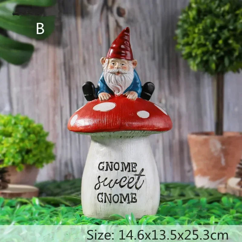 Royaleva Garden Mushroom Decoration - Whimsical Gnome Statues for Home and Outdoor Spaces - B
