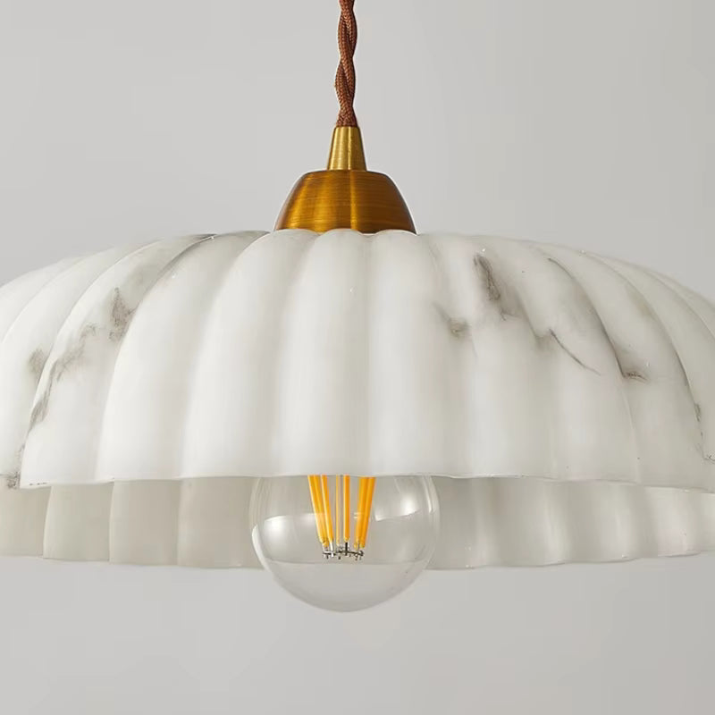 RoyaleGlow Natural Alabaster Shade Hanging Pendant Light with Antique Gold Finish
