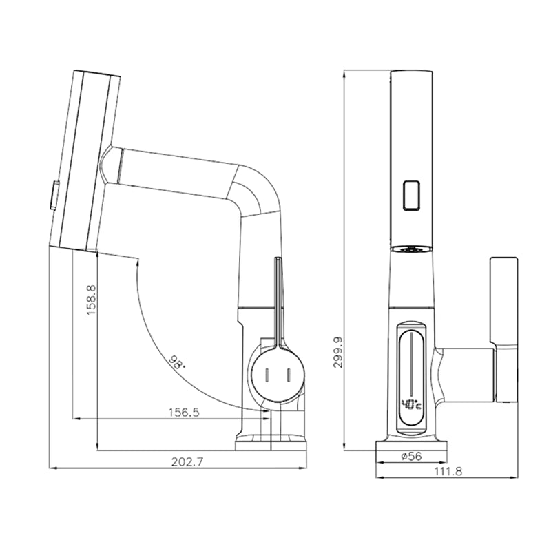 Luxora Extendable Kitchen Basin Faucet with LED Display and 5 Jet Modes