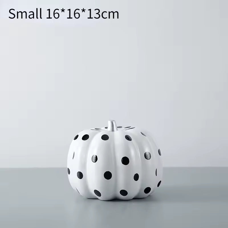Royelux Black White Pumpkin Resin Ornament Modern Desktop Home Office Decor