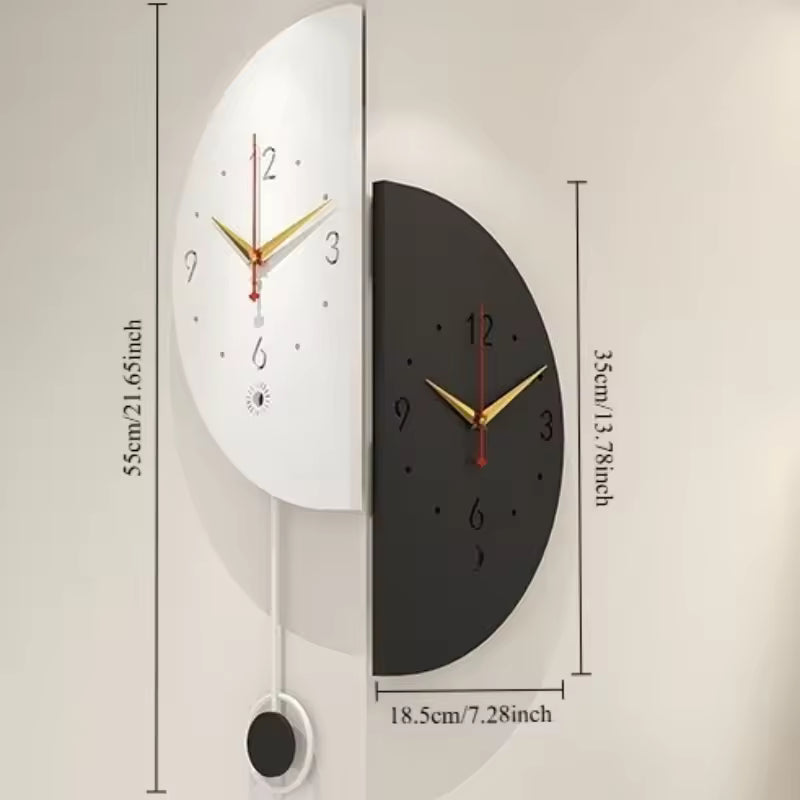 Royallure Modern Dual-Sided Large Wall Clock with Night Glow and Silent Sweep Decor
